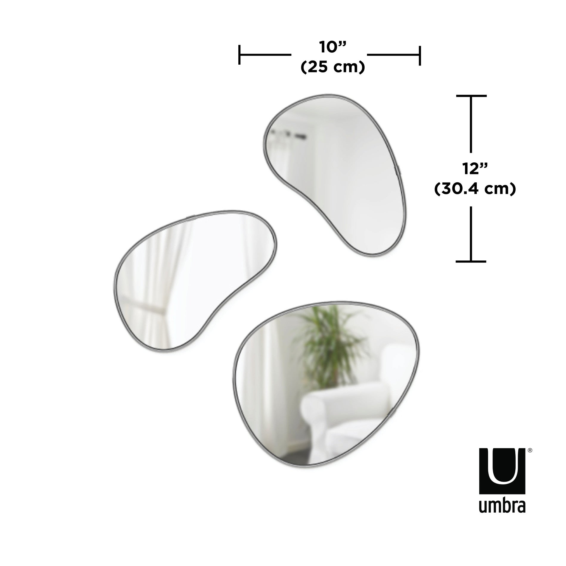Hubba Pebble Wall Mirrors. Set of 3