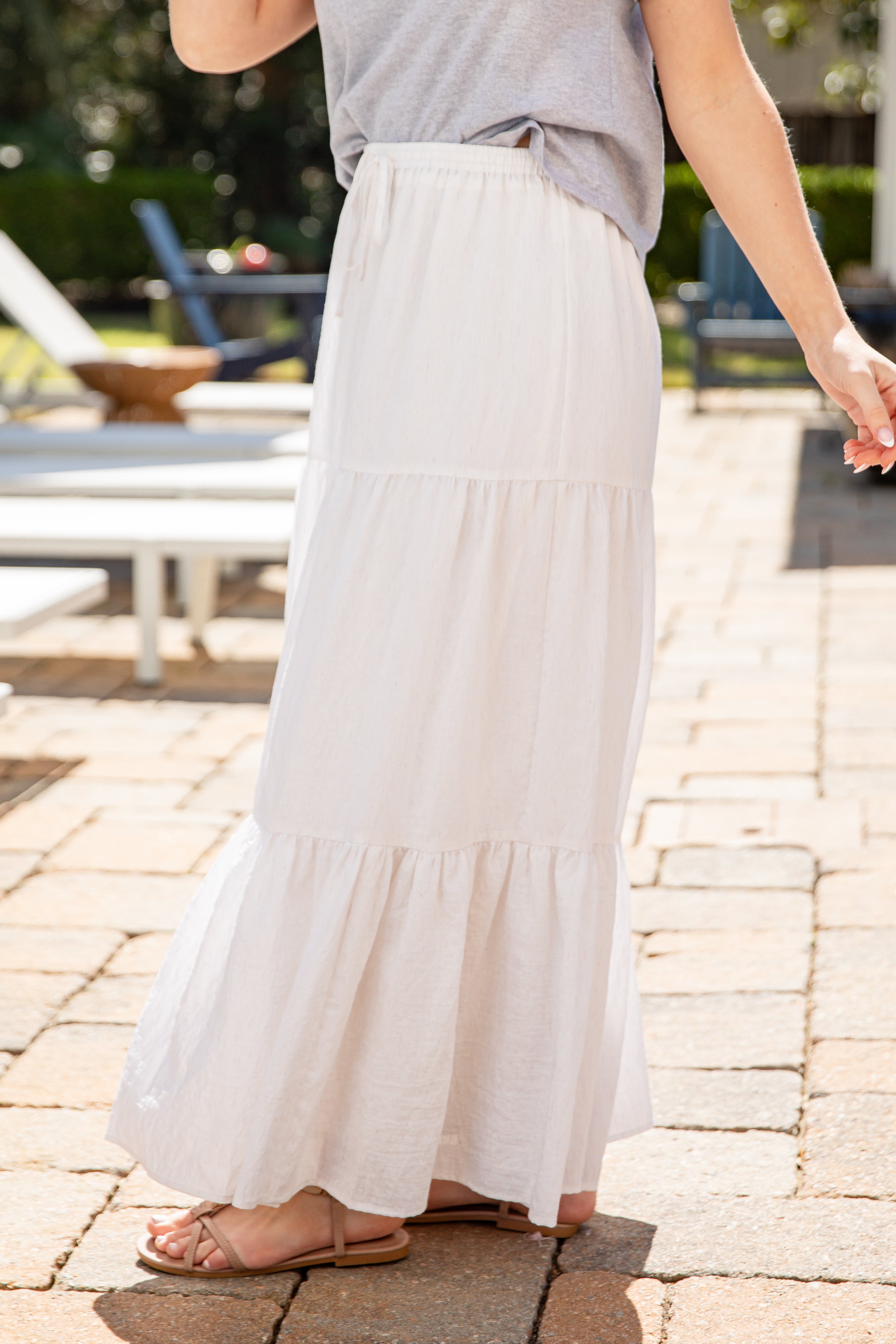 I'll Take It Cream Tiered Maxi Skirt