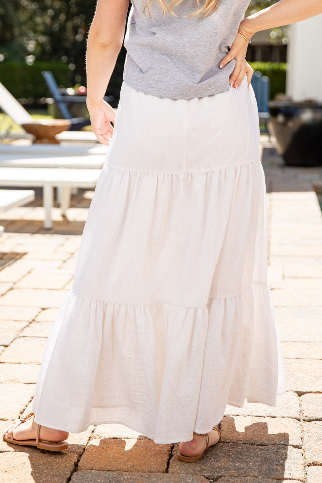 I'll Take It Cream Tiered Maxi Skirt